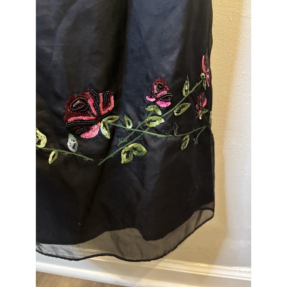 VTG NICOLE MILLER Black Strapless Maxi Dress Beaded Sequin Floral 6 Prom 90's - Picture 6 of 13
